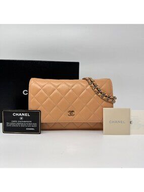 Chanel Large Shoulder Bag Lambskin Quilted CC Logo Gold Chain with Shield